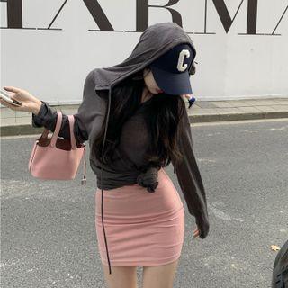 Midi Sheath Hoodie Dress / Slipdress