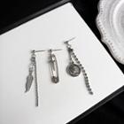 Alloy Feather / Safety Pin / Coin Dangle Earring