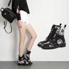 Printed Lace-up Ankle Boots