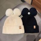 Bow Faux Pearl Knit Beanie
