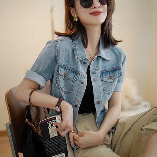 Short-sleeve Denim Jacket / Puff Sleeves Denim Jacket