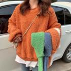 Mock Two-piece Faux Lambswool Sweatshirt