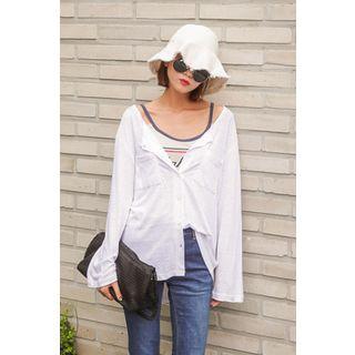 Round-neck Pocket-detail Cardigan