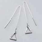 925 Sterling Silver Triangle Dangle Earring 1 Pair - S925 Silver - Threader Earrings - One Size