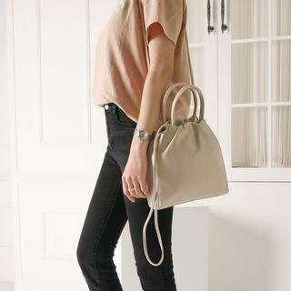 Boxy Pleather Tote & Strap