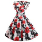 Sleeveless Vintage Floral Print Dress