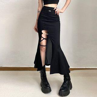 Cross Strap Midi Mermaid Skirt