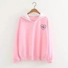 Heart Embroidered Sailor Collar Pullover