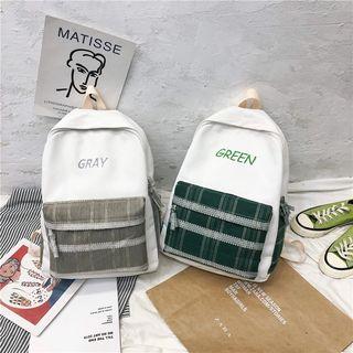 Embroidered Plaid Nylon Backpack As Shown In Figure - One Size