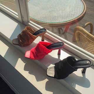 Open-toe Mesh Shirred Mules