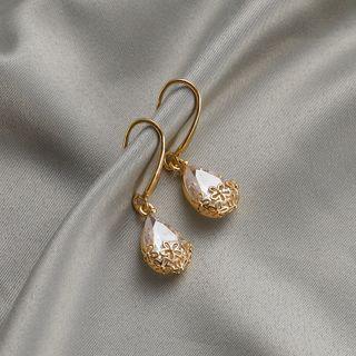 Tear Drop Rhinestone Earring 1 Pair - As Shown In Figure - One Size