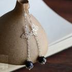 Gemstone Alloy Butterfly Dangle Earring Silver - One Size
