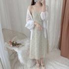 Loose-fit Shirt / Sleeveless Floral A-line Dress