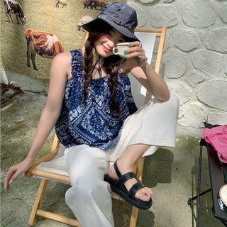 Paisley-print Loose Chiffon Top