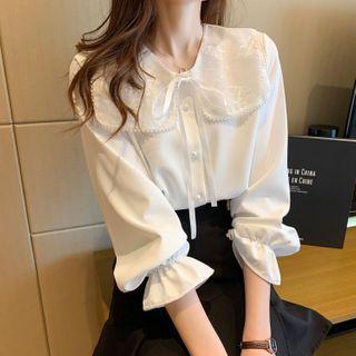 Lace Peter Pan Collar Chiffon Blouse
