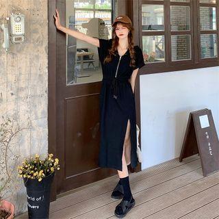 Zip Slit Hoodie Dress