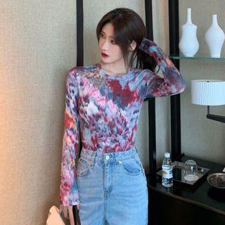 Printed Long-sleeve Top As Shown In Figure - One Size