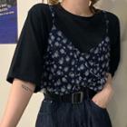 Short-sleeve/long-sleeve T-shirt / Mesh Floral Camisole