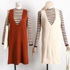 Set: Striped Knit Top + Sleeveless Knit Dress