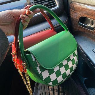 Chain Strap Checkered Crossbody Bag
