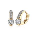 Elegant Romantic Plated Champagne Geometric Cubic Zircon Earrings Champagne - One Size
