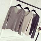 Glitter V-neck Long-sleeve Top
