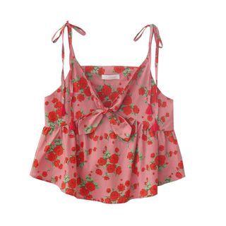 V-neck Floral Bow Tank Top