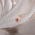 Rhinestone Stud Earring 1 Pair - 925 Silver - Orange & Silver - One Size