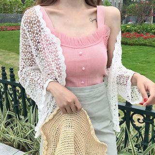 Strappy Sheer Panel Knit Top