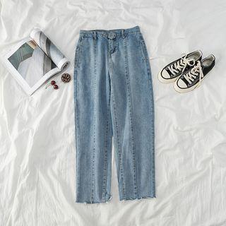 High-waist Panel Straight-cut Jeans