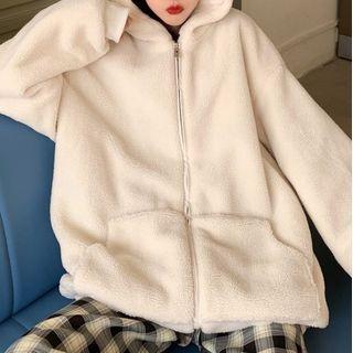 Bear Ear Hooded Zip Fleece Jacket