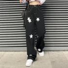Star Embroidered Loose Fit Jeans