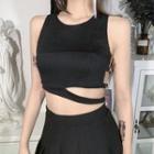 Asymmetric Hem Cut-out Crop Tank Top