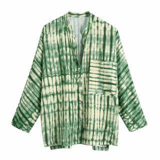 Long-sleeve Tie-dye Print Blouse