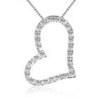 14k Italian White Gold Hollow Diamond-cut Heart Necklace (16), Women Jewelry In Gift Box