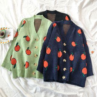 V-neck Tomato Print Cardigan
