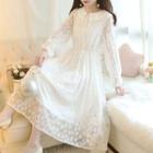 Long-sleeve Lace Midi A-line Dress / Short-sleeve Midi A-line Dress