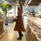 Tie-waist Midi Accordion-pleat Dress