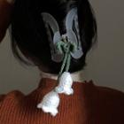 Flower Knit Hair Clamp 2151a - Campanula Flower - White - One Size