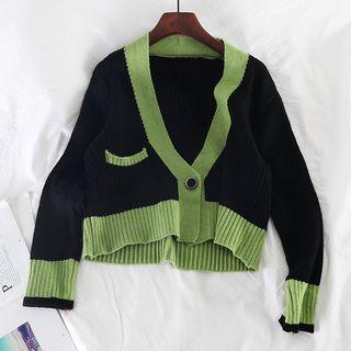 Contrast-color Cropped Cardigan