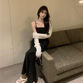 Spaghetti Strap Wide Leg Jumpsuit / Cardigan