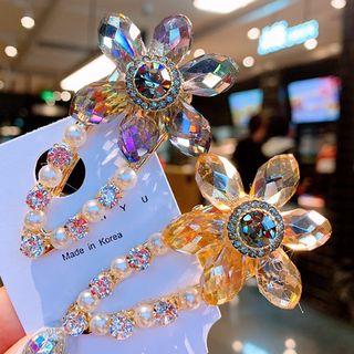 Rhinestone Faux Pearl Flower Hair Clip