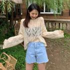Cut-hem Wash Denim Shorts