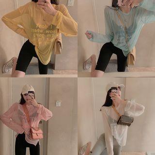 Loose-fit Printed Sheer Top
