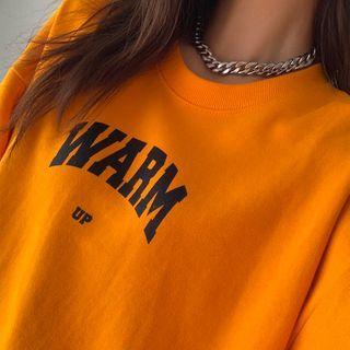 Warm Up Printed Oversized Sweatshirt