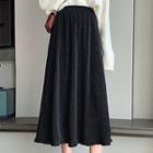 Gold Velvet High-waist Ruffle A-line Midi Skirt
