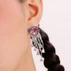 Heart Rhinestone Alloy Fringed Earring 1 Pair - Purple - One Size