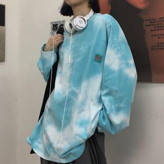 Dye Print Long-sleeve T-shirt Blue - One Size