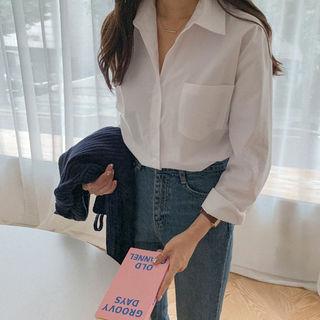 Colored Pocket-front Cotton Shirt