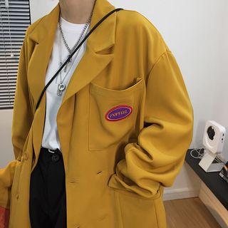 Embroidered Button Blazer Yellow - One Size
